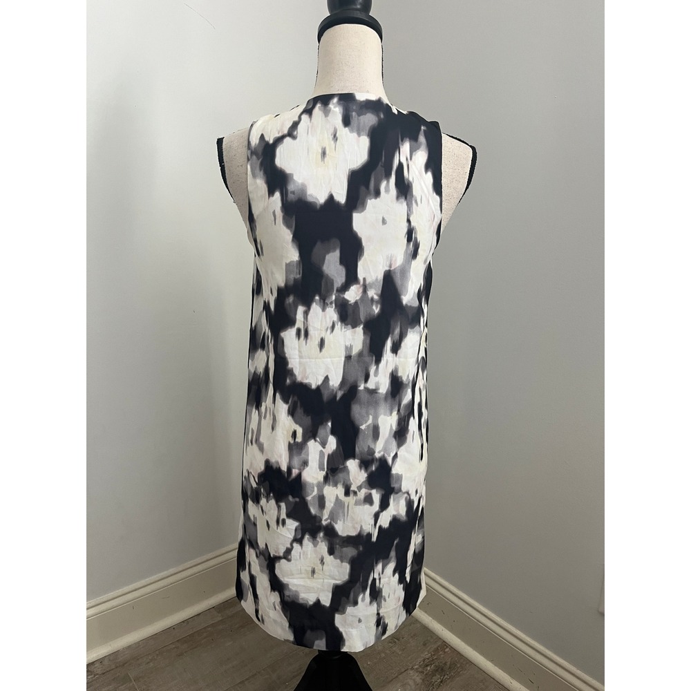 H&M Watercolor Shift Dress sz 4 Black White Abstract Sleeveless Office Business - Picture 3 of 7